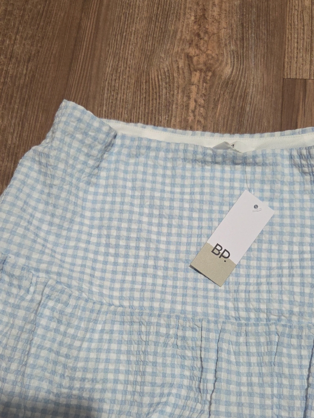 BP Light Blue Gingham Tiered Skater Skirt - Picture 2 of 5